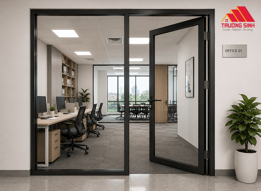 Thiết kế cửa mở quay 1 cánh lớn